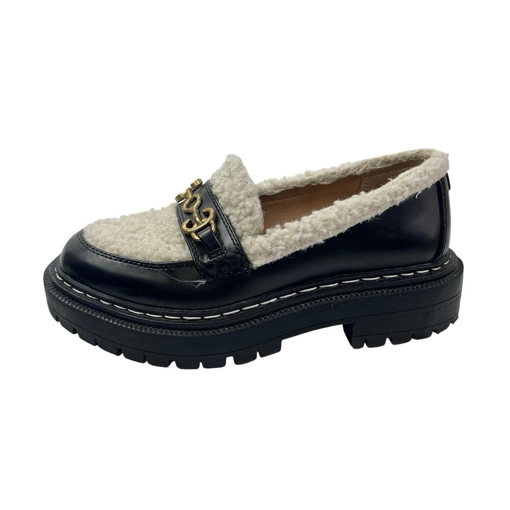 Circus By Sam Edelman Eileen Black Sherpa Slip On Chunky Platform Loafer Shoes 7